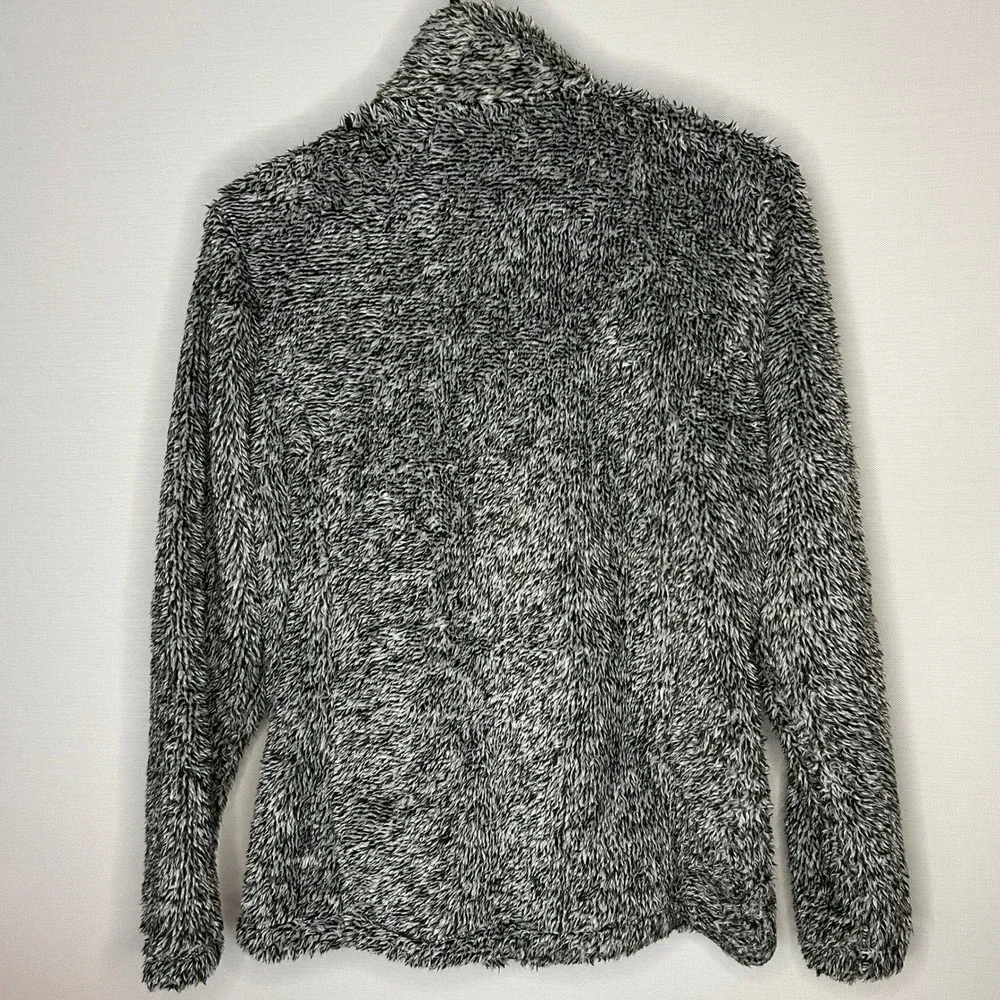 Disney Mickey Mouse Full Zip Fuzzy Fleece Jacket Black White Marled XS Fall